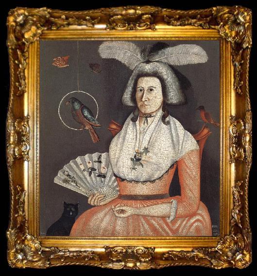 framed  Rufus Hathaway Lady with Her Pets, ta009-2